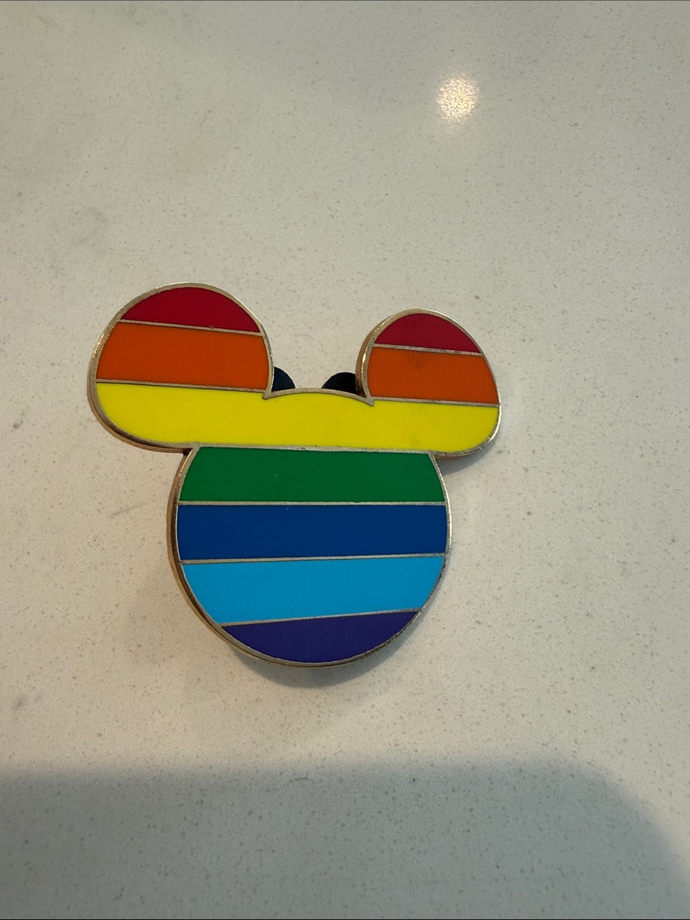 Disney Rainbow Striped Mickey Ear Pin